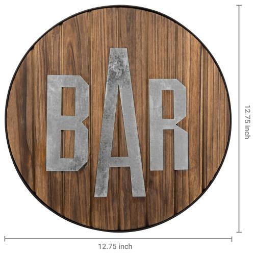 Burnt Wood & Galvanized Metal Bar Sign - MyGift