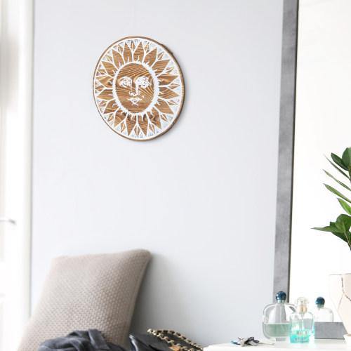 Burnt Wood Sun Face Wall Art Decor - MyGift