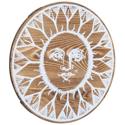 Burnt Wood Sun Face Wall Art Decor - MyGift
