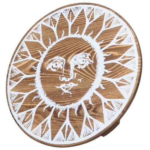 Burnt Wood Sun Face Wall Art Decor - MyGift