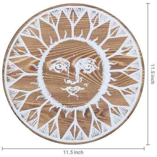 Burnt Wood Sun Face Wall Art Decor - MyGift