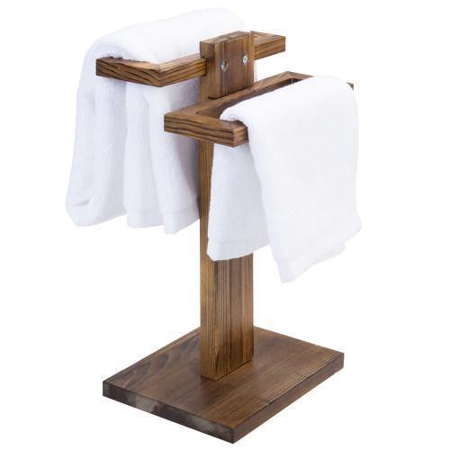 Burnt Wood Tabletop Hand Towel Holder Stand - MyGift