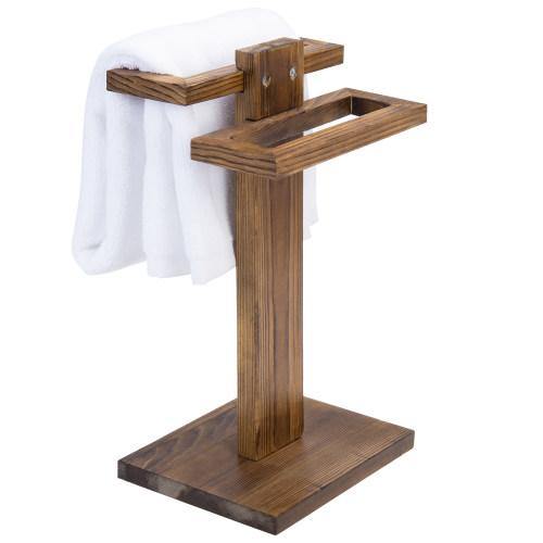 Burnt Wood Tabletop Hand Towel Holder Stand - MyGift