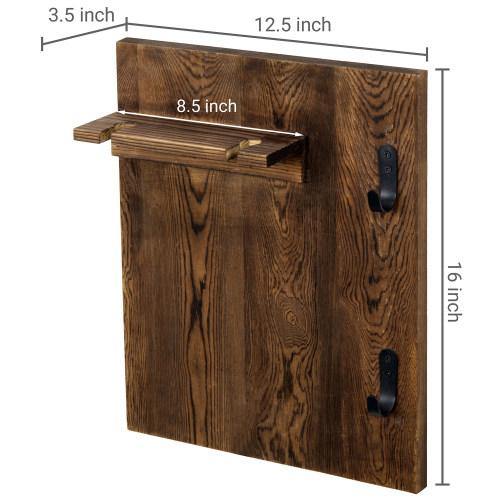 Burnt Wood Wall Mounted Wine Glass and Coffee Mug Rack - MyGift