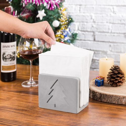 Cement Napkin Holder with Christmas Tree Design