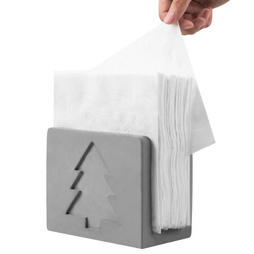 Cement Napkin Holder with Christmas Tree Design