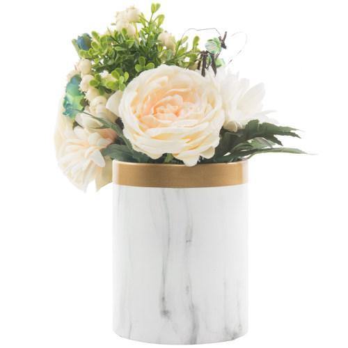 Ceramic Flower Vase, Marble Pattern with Gold Trim - MyGift