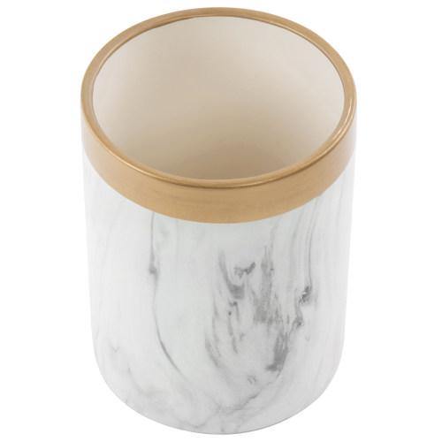 Ceramic Flower Vase, Marble Pattern with Gold Trim - MyGift