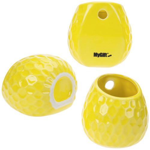 Yellow Ceramic Golfball Design Hanging Mini Planter, Set of 3 - MyGift