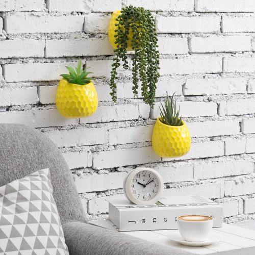 Yellow Ceramic Golfball Design Hanging Mini Planter, Set of 3 - MyGift
