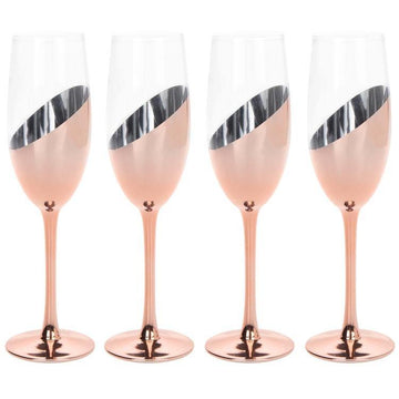MyGift Modern Stemmed Rose Gold Champagne Flute Set of 6,  Bridesmaid and Wedding Toasting Glasses, Prosecco Wine Glass, Mimosa Glass  Set, Cocktail Glass Set, Drinking Glassware: Champagne Glasses