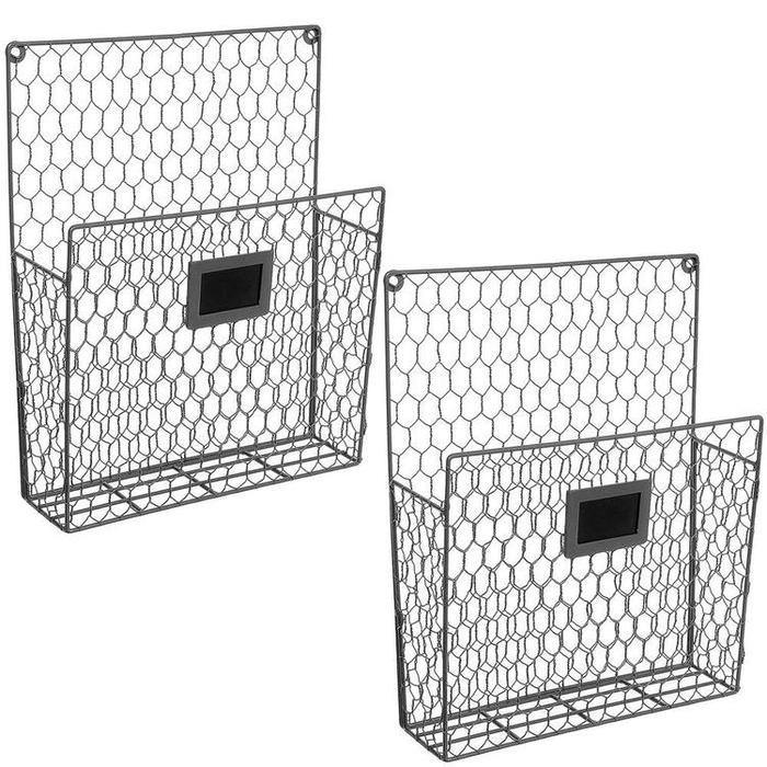 Chicken Wire Baskets w/ Chalkboard Label, Gray, Set of 2 - MyGift