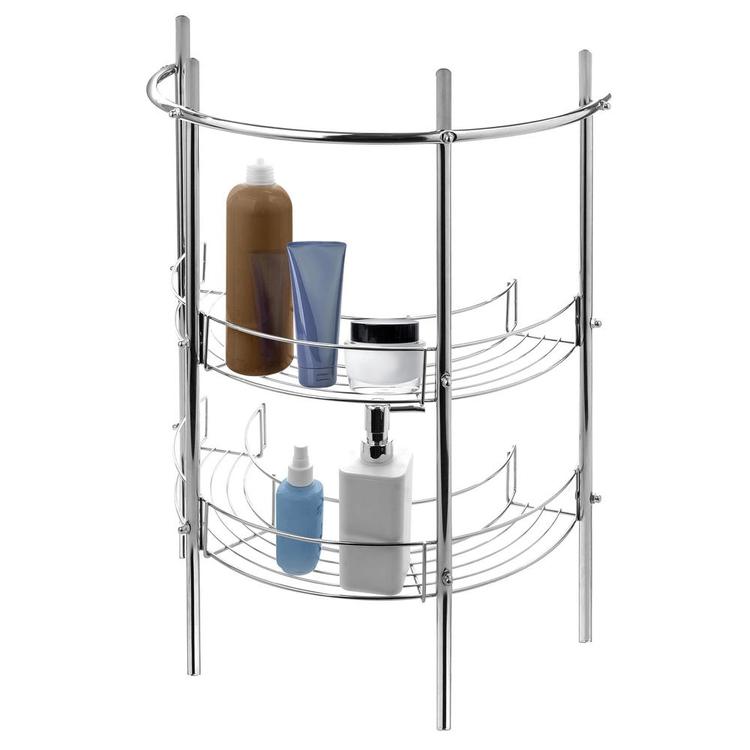 Chrome-Plated Under-the-Sink Bathroom Storage Rack w/ 2 Shelves & Hand Towel Bar - MyGift Enterprise LLC