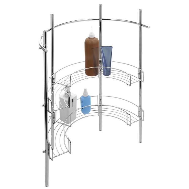 Chrome-Plated Under-the-Sink Bathroom Storage Rack w/ 2 Shelves & Hand Towel Bar - MyGift Enterprise LLC