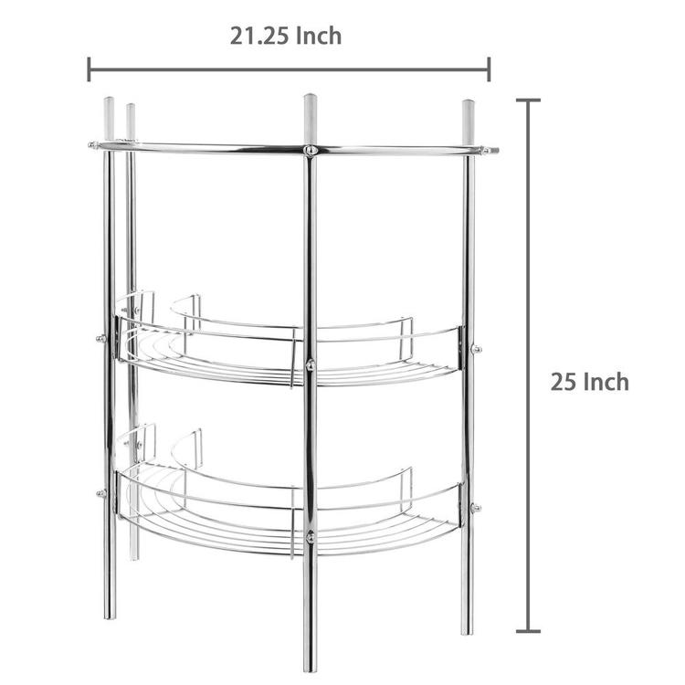 Chrome-Plated Under-the-Sink Bathroom Storage Rack w/ 2 Shelves & Hand Towel Bar - MyGift Enterprise LLC