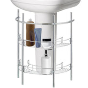 Chrome-Plated Under-the-Sink Bathroom Storage Rack w/ 2 Shelves & Hand Towel Bar - MyGift Enterprise LLC