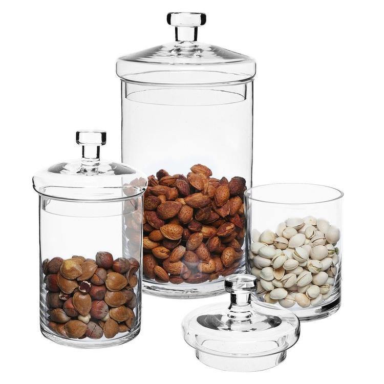  Deco 79 Glass Decorative Jars with Wood Lids, Set of 3 8, 9,  11H, Clear : Home & Kitchen