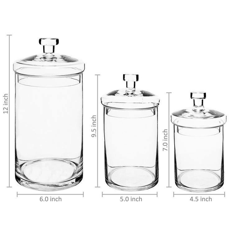 Clear Decorative Glass Jars with Lids, Set of 3 - MyGift