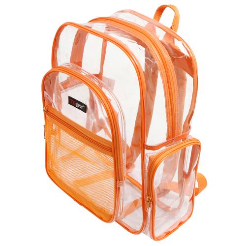 Clear School Backpack with Orange Trim