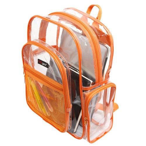 Clear School Backpack with Orange Trim