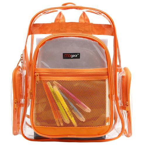 Clear School Backpack with Orange Trim