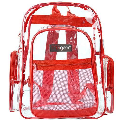 Clear Security School Backpack with Red Trim