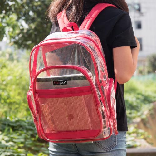 Clear Security School Backpack with Red Trim