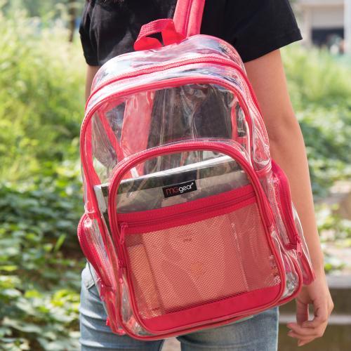 Clear Security School Backpack with Red Trim