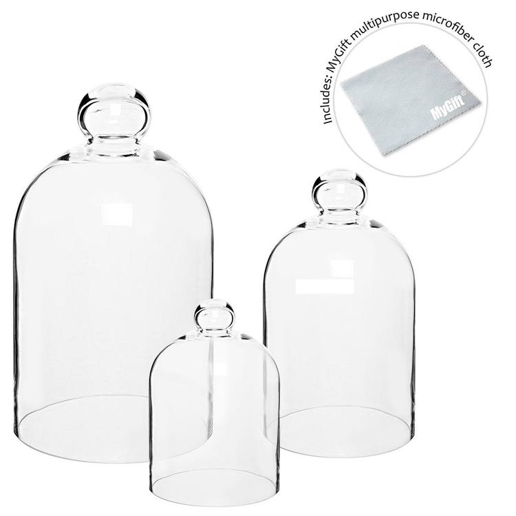 Decorative Clear Glass Apothecary Cloche Bell Jars, Set of 3 - MyGift Enterprise LLC