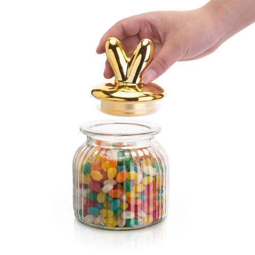 Candy Jar with Gold Bunny Ears Lid - MyGift