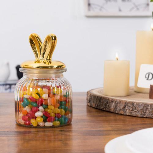 Candy Jar with Gold Bunny Ears Lid - MyGift