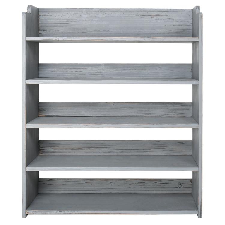 Country Rustic Gray Wood Shoe Storage Rack