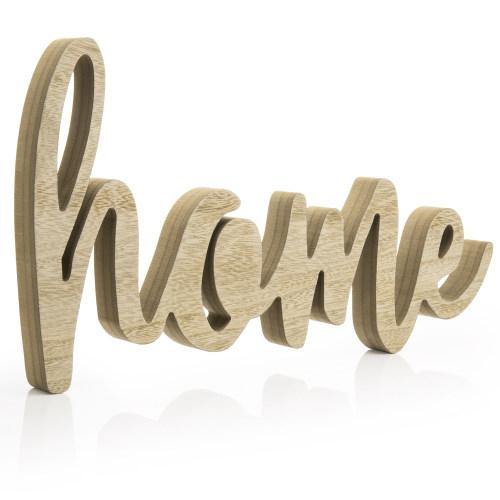 Cursive Cutout Design Unfinished Wood Decor "Home" - MyGift