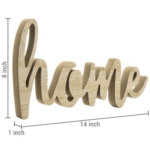 Cursive Cutout Design Unfinished Wood Decor "Home" - MyGift