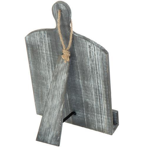 Cutting Board-Style Gray Wood Cookbook and Tablet Stand - MyGift