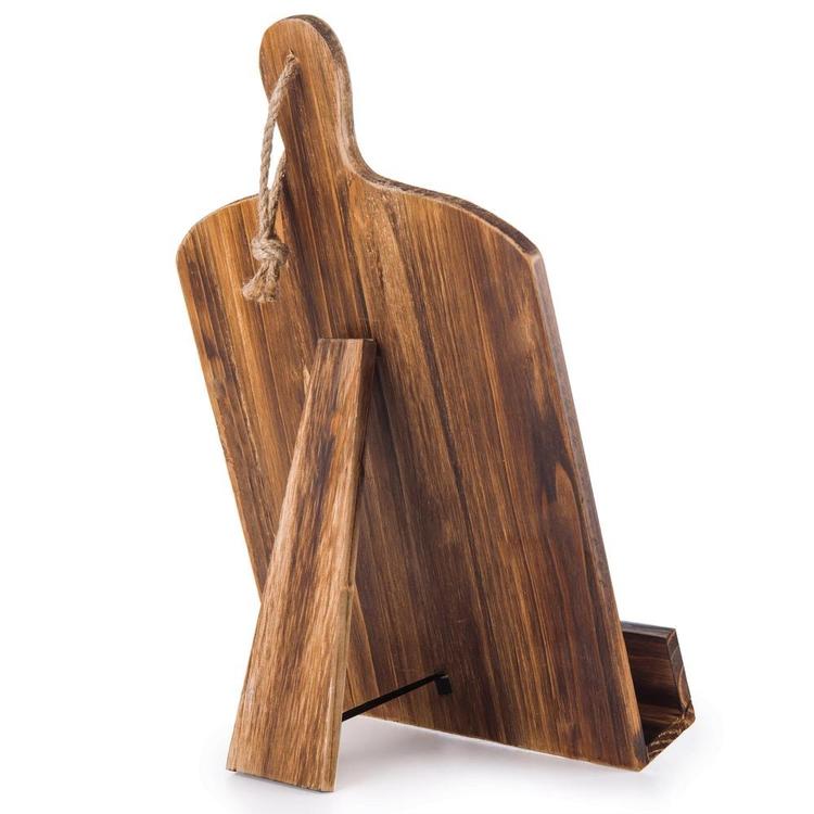 Cutting Board Style Wood Recipe Cookbook / Tablet Holder with Kickstand, Brown - MyGift Enterprise LLC