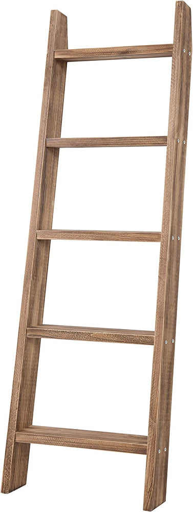 Dark Brown Wood Towel Ladder Rack-MyGift