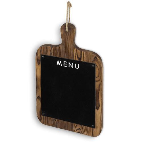 Dark Brown Burnt Wood Cutting Board Shaped Chalkboard - MyGift