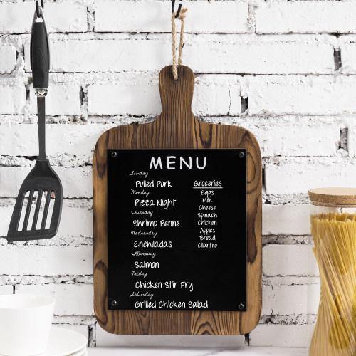 Dark Brown Burnt Wood Cutting Board Shaped Chalkboard - MyGift