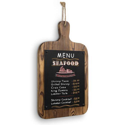 Dark Brown Burnt Wood Cutting Board Shaped Chalkboard - MyGift