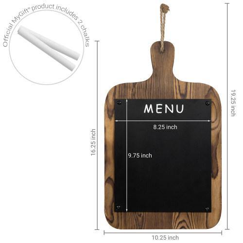 Dark Brown Burnt Wood Cutting Board Shaped Chalkboard - MyGift