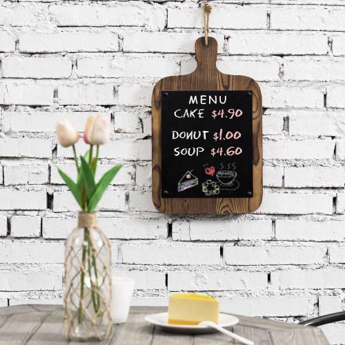 Dark Brown Burnt Wood Cutting Board Shaped Chalkboard - MyGift