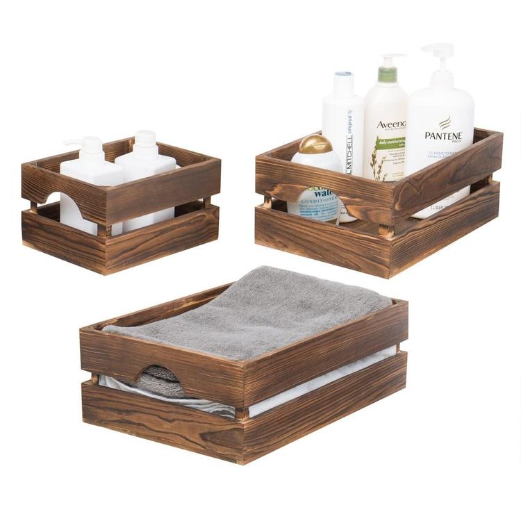 Nesting Rustic Brown Wood Storage & Accent Crates, Set of 3 - MyGift Enterprise LLC
