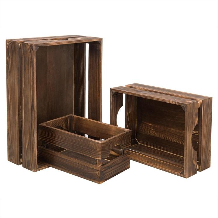 Nesting Rustic Brown Wood Storage & Accent Crates, Set of 3 - MyGift Enterprise LLC