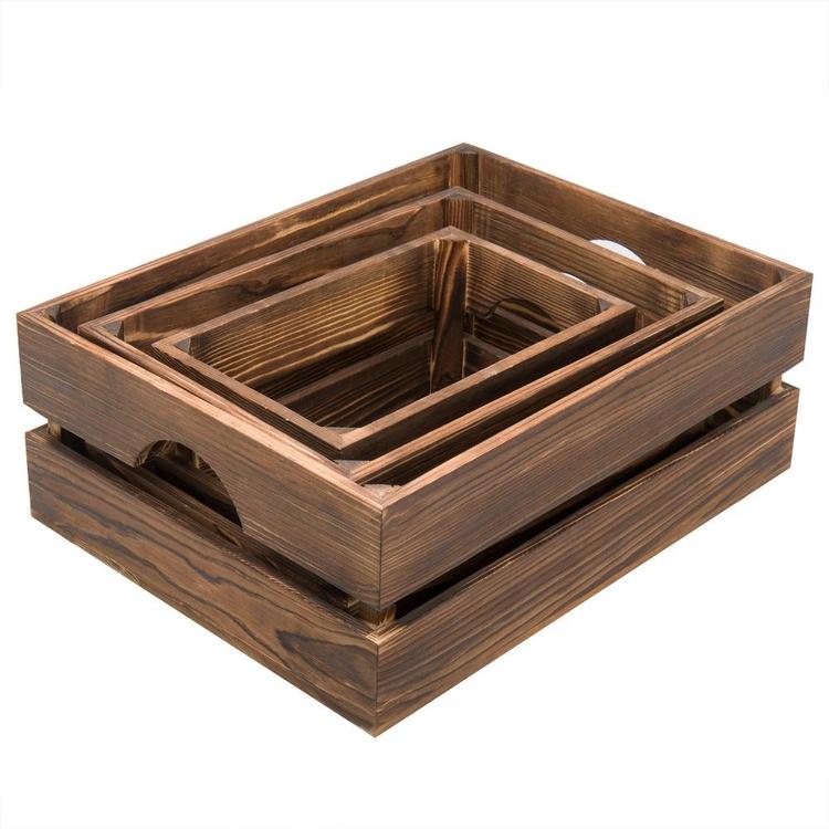 Nesting Rustic Brown Wood Storage & Accent Crates, Set of 3 - MyGift Enterprise LLC