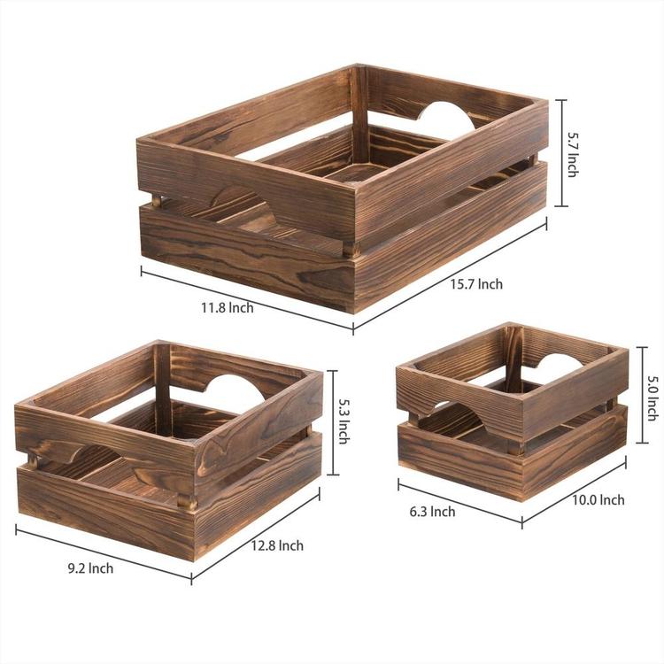 Nesting Rustic Brown Wood Storage & Accent Crates, Set of 3 - MyGift Enterprise LLC