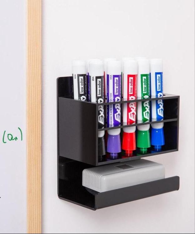 Wall-Mounted 2-Tier Acrylic 10-Slot Dry Erase Marker and Eraser Holder Stand - MyGift Enterprise LLC