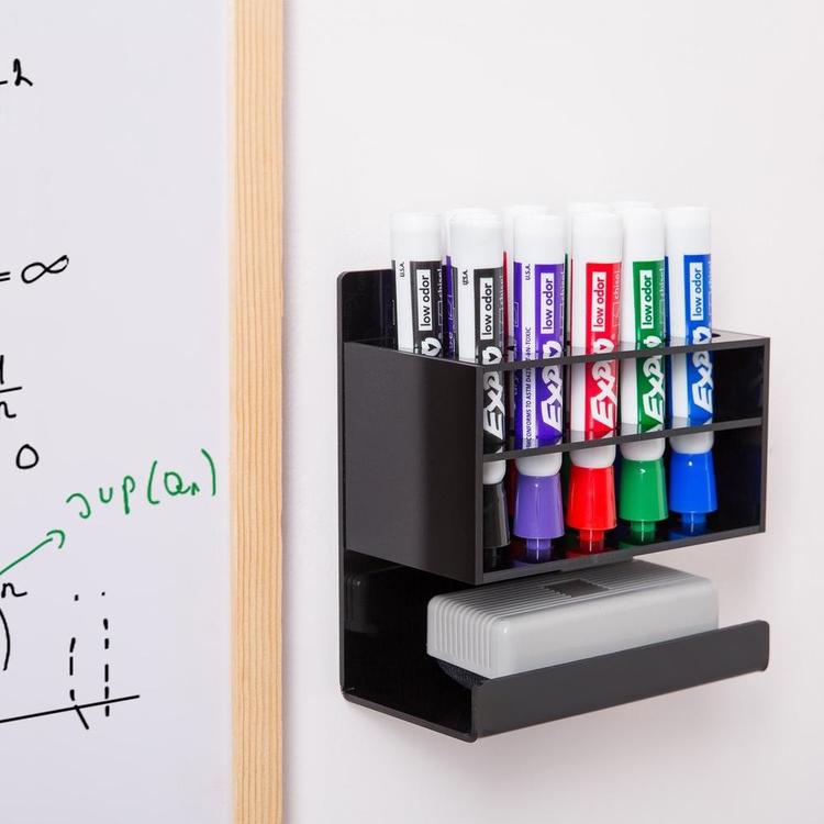 Wall-Mounted 2-Tier Acrylic 10-Slot Dry Erase Marker and Eraser Holder Stand - MyGift Enterprise LLC