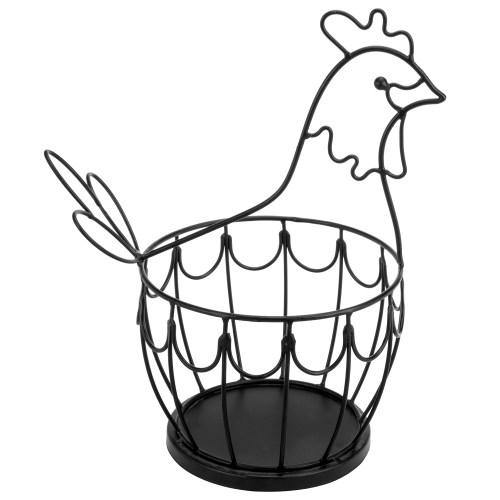 Decorative Black Metal Wire Chicken Design Egg Storage Basket - MyGift