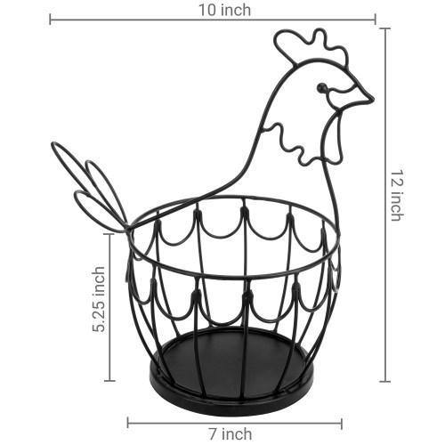 Decorative Black Metal Wire Chicken Design Egg Storage Basket - MyGift